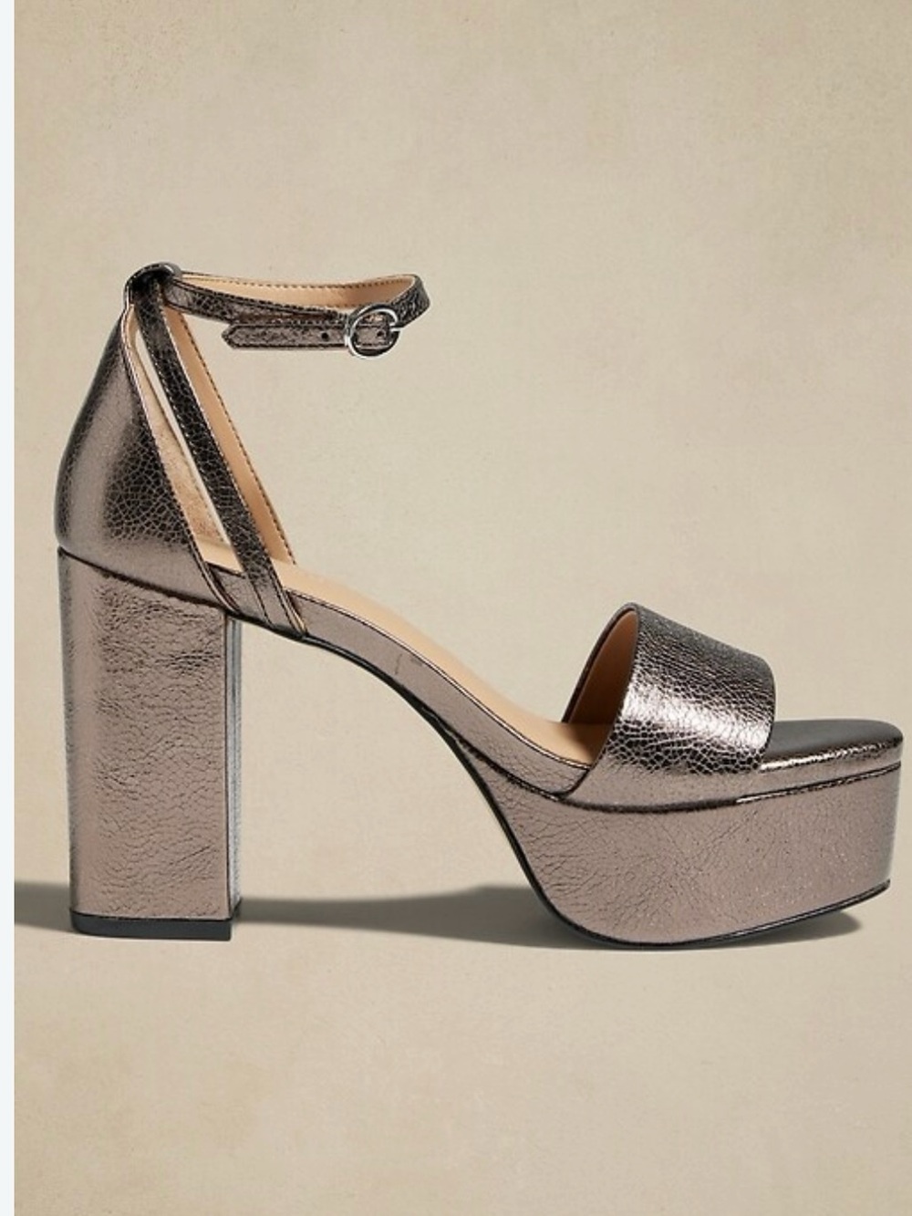 NWT Banana Republic Pewter Leather Heels